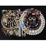 A Collection of Vintage Costume Jewellery to include beads, rings, necklaces, rings, bracelets etc