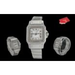 Cartier ladies sterling steel automatic wrist watch, ref no 090115735. date of purchase 29-12-89,