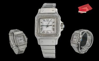 Cartier ladies sterling steel automatic wrist watch, ref no 090115735. date of purchase 29-12-89,