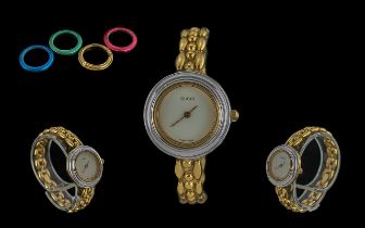 Gucci Ladies Multi Dialed Gold Plated Quartz Wrist Watch - With 4 Extra Bezels. All Aspects Of