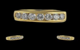 18ct gold pleasing quality ladies 18ct gold 7 stone diamond set ring. full hallmark to interior of