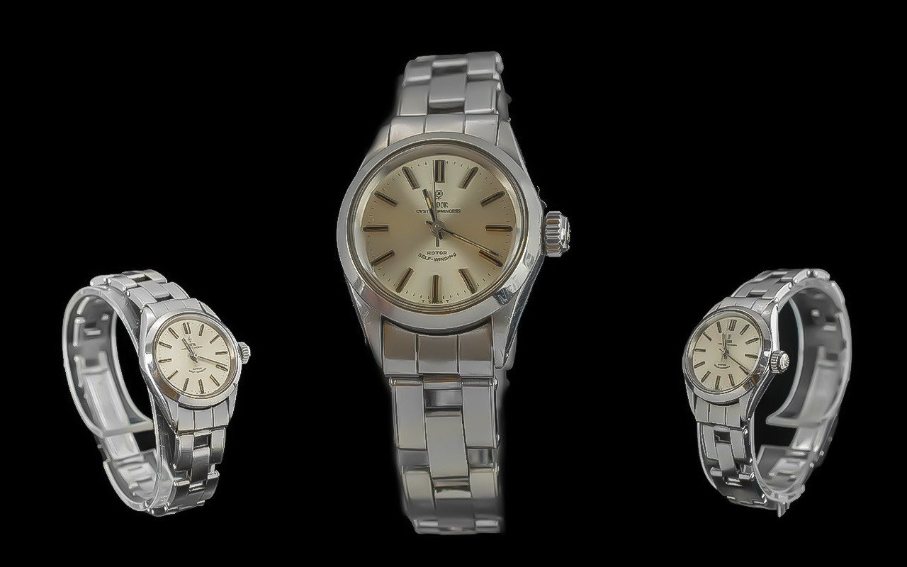 Tudor oyster princess rotor self-winding ladies stainless steel wrist watch, oyster case by Rolex