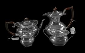 Elizabeth ll Excellent Four Piece Sterling Silver Tea - Coffee Service of pleasing proportions,
