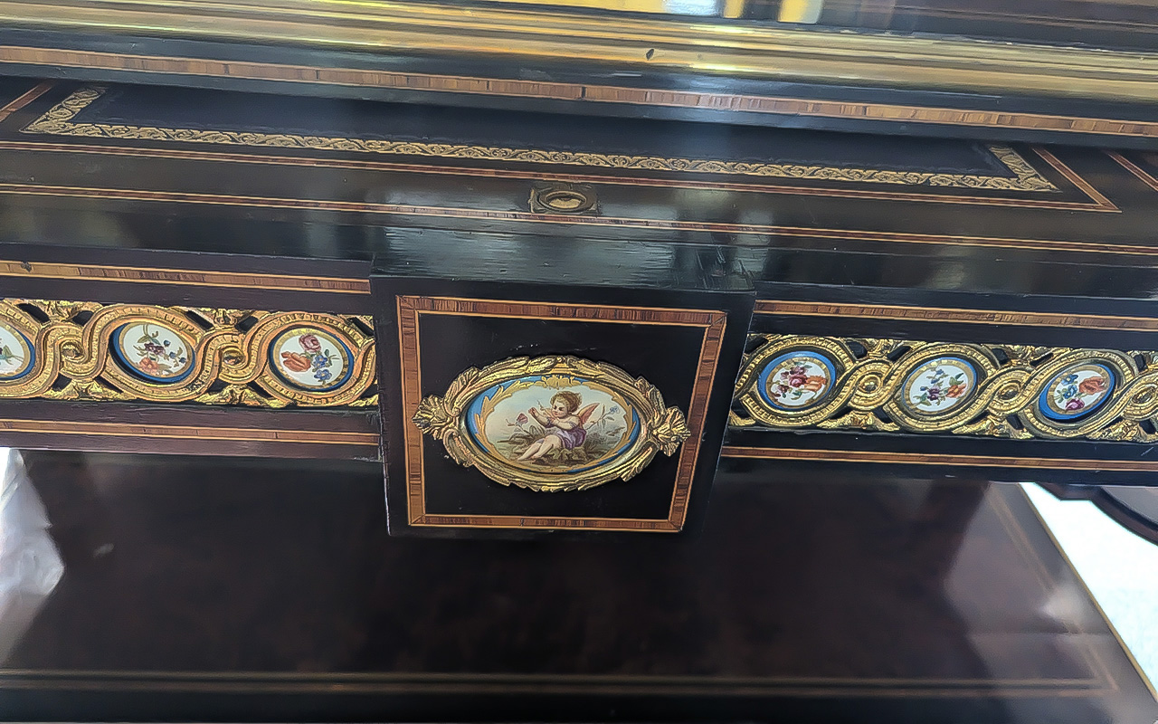 French Empire Quality Pair of Bonheur Du - Jours Cabinets, Made of Burr Walnut - Ebony, Amboyna - - Image 13 of 17