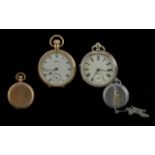 American Watch Co Waltham Traveller Keyless 9ct Gold Open Faced Pocket Watch - Full Hallmark For
