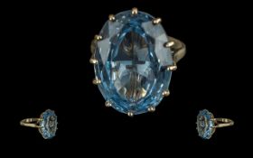 Ladies - Attractive 9ct Gold Single Stone Aquamarine Set Ring, Full Hallmark to Interior of Shank,