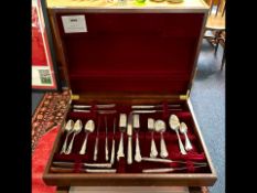Viners Canteen of Cutlery, King's pattern, six piece setting in fitted mahogany case with red velvet