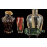 A Collection of Glassware to include large Polish vase in beige/brown swirl pattern 30 cms high, a