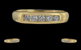 Ladies 18ct Gold 5 Stone Diamond Set Ring - Full Hallmark To Interior Of Shank. The Five Well