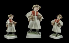 Herend tertia artist signed hand painted porcelain figure - man with pigs ' the pig stealer '