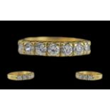 Ladies 18ct gold attractive 7 stone diamond set ring. full hallmark to shank. the five well