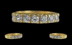 Ladies 18ct gold attractive 7 stone diamond set ring. full hallmark to shank. the five well