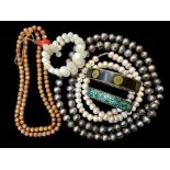 Collection of Quality Beaded Necklaces, including a Chinse nut bead necklace, and an Indian mosaic