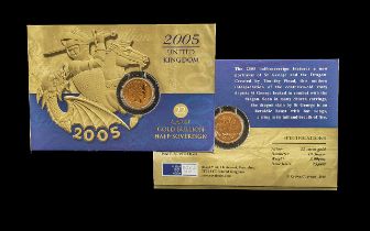 Royal Mint United Kingdom Elizabeth II 22ct Gold Half Sovereign, date 2005. Mint condition. Issue