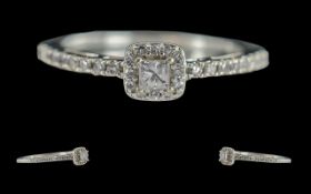Ladies Pleasing Contemporary 9ct White Gold Diamond Set Ring - Full Hallmark To Shank. Diamonds Of