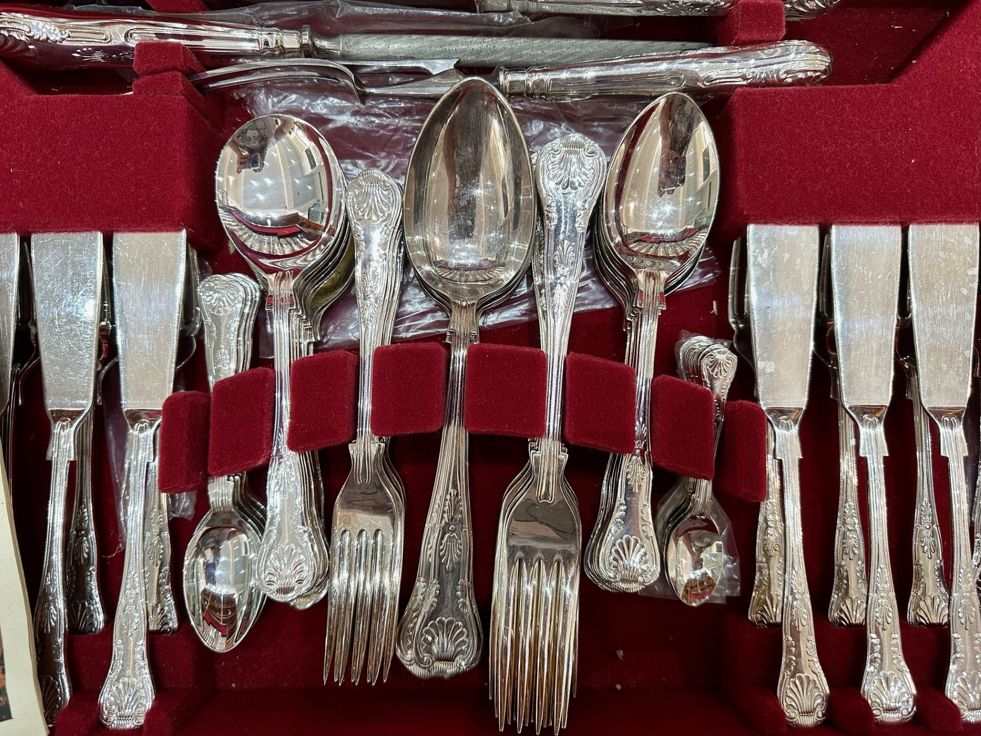 Canteen of Cutlery by Butler the Cutler, silver plated, King's Pattern, in fitted mahogany case, - Image 2 of 3