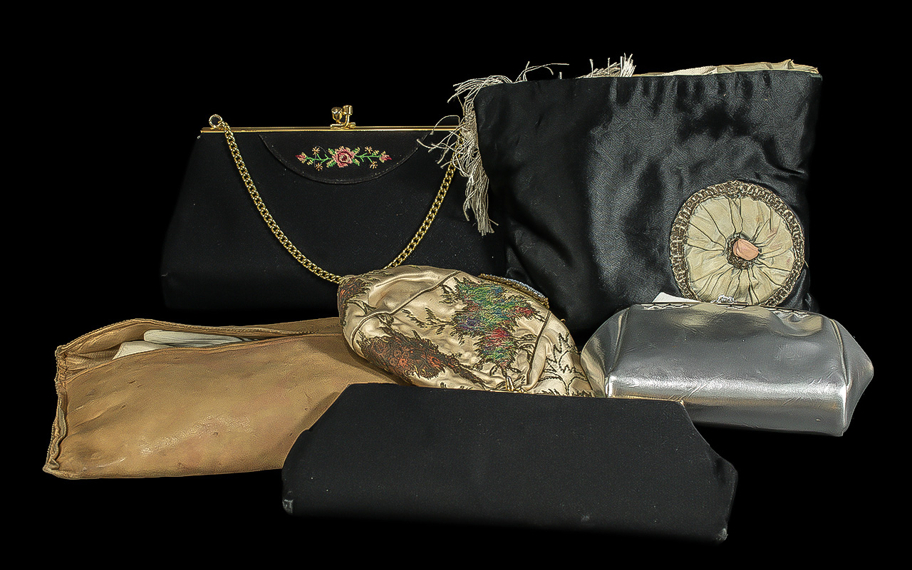 Collection of Vintage Handbags, scarves and fine kid leather gloves.
