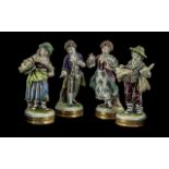Sitzendorf - Two Pairs of Fine Quality Hand Painted Porcelain Figures. mid 20th century, one pair