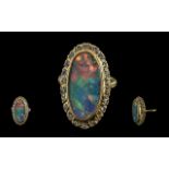 Ladies - Excellent 18ct Gold Diamond and Opal Set Ring, marked 18ct. the large elongated oval opal