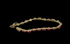 Attractive Multi Cut Ruby Bracelet, 8.5cts of rubies, oval cut, pear cut and baguette cut,