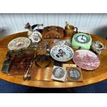 Box of assorted Collectibles, comprising Lord Nelson pottery tankard, bakelite green wall clock,