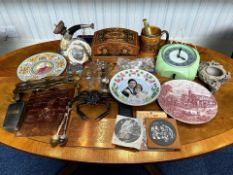 Box of assorted Collectibles, comprising Lord Nelson pottery tankard, bakelite green wall clock,