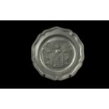 Vintage French Pewter Wall Plate with Coat of Arms. Label to reverse reads Maison Fuger Objets D'Art