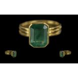 22ct Gold - Superb Single Natural Emerald Set Ring, Shank not marked but tests 22.05 ct, The Step-