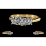 18ct gold - pleasing quality 3 stone diamond set ring, marked 18ct to shank, the well matched