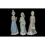 Lladro - Hand Painted Trio of Porcelain Figures ( 3 ) Model Numbers 5647 - 5643 - 5604. All