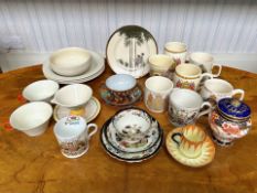 Box of Vintage Ceramics, including deco style cups and saucers, assorted Royal memorabilia mug,