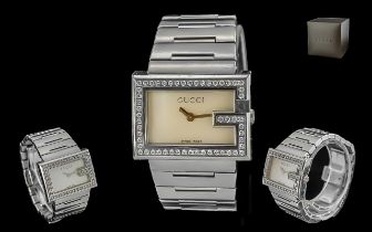 Gucci - 100l ladies deluxe and stylish stainless steel diamond set quartz wrist watch, 100l -