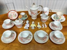 Box of Assorted Porcelain, comprising an Oriental part tea set, decorated with dragons, including