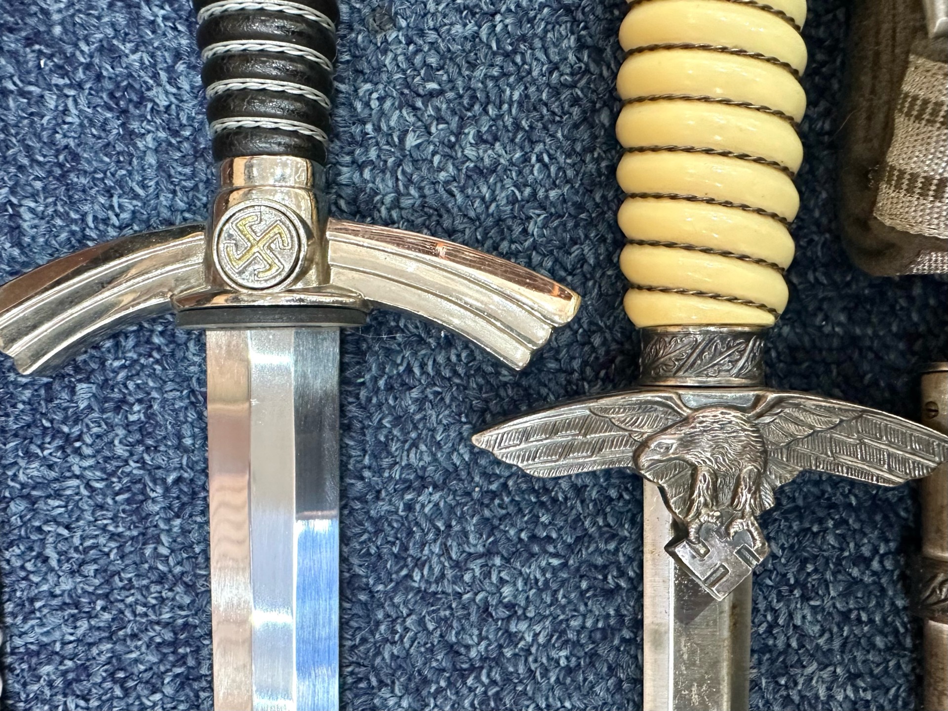 Two Copy German Daggers, Luftwaffe First & Second Pattern, together with two copy belt and - Image 2 of 4
