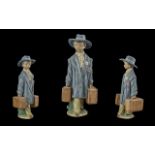 Lladro Gres Hand Painted Figure ' Time to Go ' Boy. Model No 2389. Designer Antonio Ramos. Issued