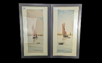 Pair of Garmon Morris Watercolours, 'Herne Bay Kent' and 'Sunset on the East Coast', depicting