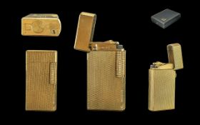 Dunhill 70 deluxe gold plated lighter, no 0125. with Dunhill box. c.1960's. heavy gold plate.