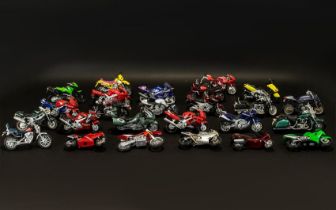 Motorbike Interest. 1 Box of Collectable Miniature Motorbikes, Various Colours and Makes, Includes