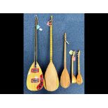 Collection of Five Saz, various sizes, Turkish, largest approx. 44'' long.