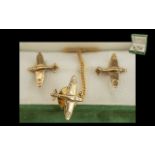 Gents pleasing quality 9ct gold pair of Cufflinks in the form of a world war l spitfire's areoplane,