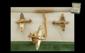 Gents pleasing quality 9ct gold pair of Cufflinks in the form of a world war l spitfire's areoplane,