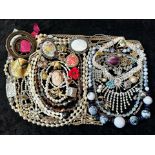 A Collection of Vintage Costume Jewellery to include beads, rings, necklaces, rings, bracelets etc