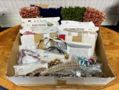 Haberdashery Interest - Large Box of Quality Trimmings, braids, fringing, seven packs of bag