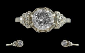 Edwardian Period 1901 - 1910 18ct white gold and platinum diamond set ring, marked 18ct gold and