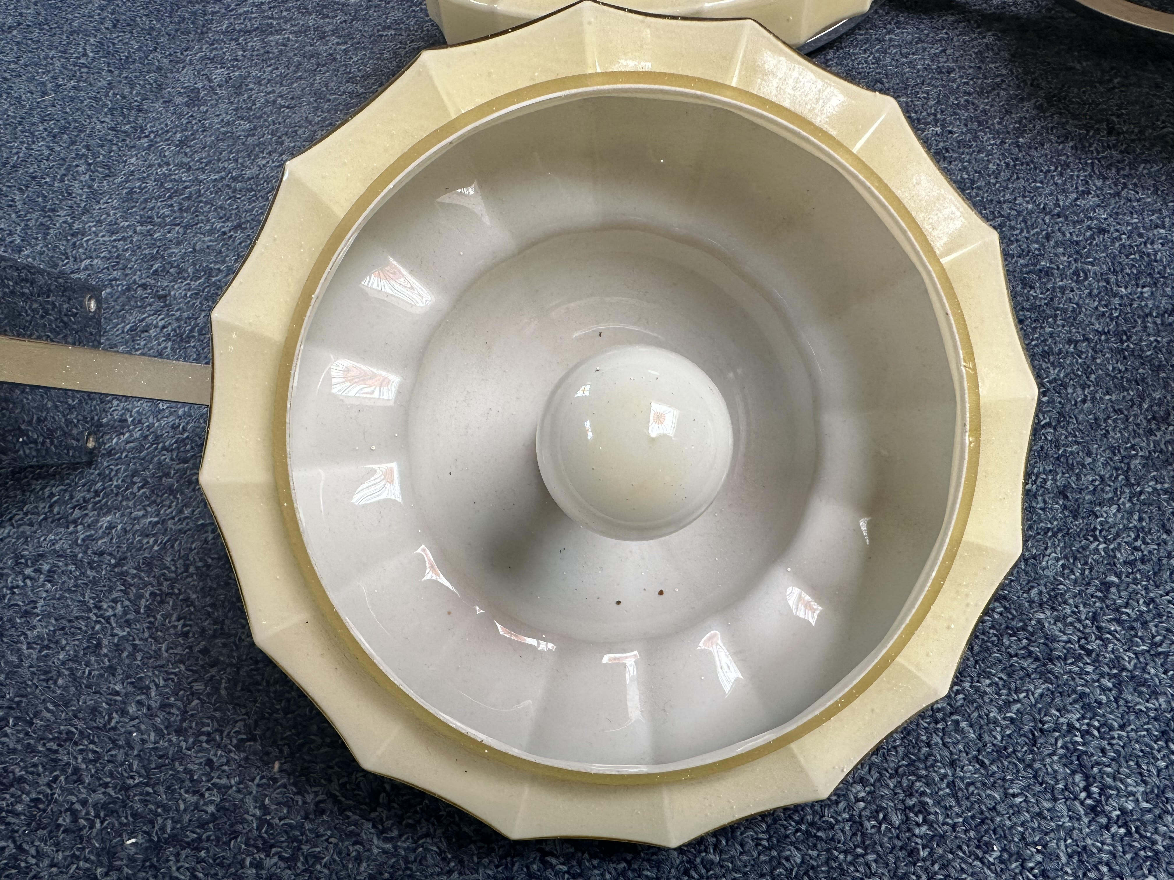 Vintage Central Light Fitting with Matching Wall Lights, central light with three cream shades and - Image 2 of 2