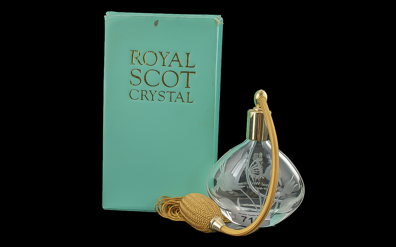 Royal Scot Crystal Perfume Atomiser to Celebrate the Royal Wedding on 29th April 2011. With Box.