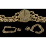 Victorian Period 1837 - 1901 Excellent 9ct Gold Bracelet, with Attached 9ct Gold Citrine Set