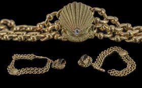 Victorian Period 1837 - 1901 Excellent 9ct Gold Bracelet, with Attached 9ct Gold Citrine Set