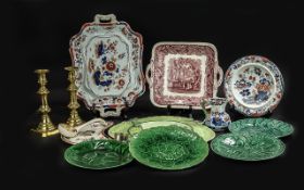 Collection of Porcelain & Pottery comprising an Ironstone Tureen stand in Imari pattern, a Mason's