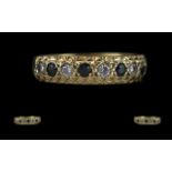 Ladies 18ct Gold Sapphire and Diamond Set Ring. Full Hallmark to Interior of Shank. Sapphires and